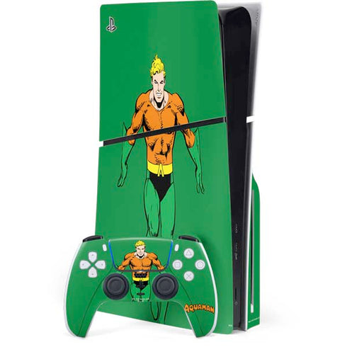 DC Comics Aquaman Classic Art Pose PS5 Slim Disk Bundle Skin