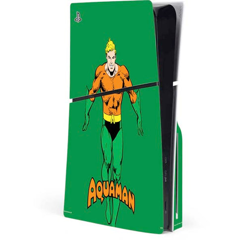 DC Comics Aquaman Classic Art Pose PS5 Slim Disk Console Skin