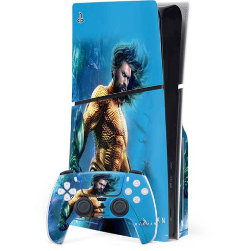 DC Comics Aquaman Movie Arthur Curry Poster PS5 Slim Disk Bundle Skin