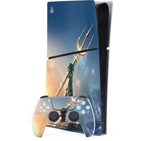 DC Comics Aquaman Movie Poster Trident PS5 Slim Digital Edition Console Skin