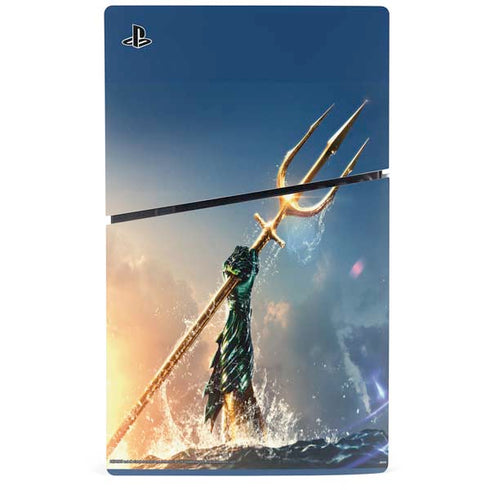 DC Comics Aquaman Movie Poster Trident PS5 Slim Digital Edition Console Skin