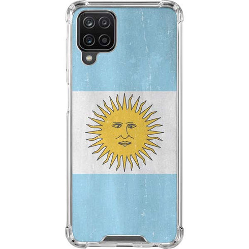 Argentina Flag Distressed Galaxy A12 Clear Case
