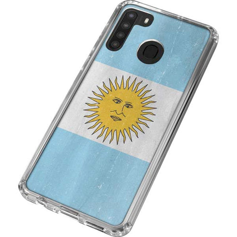 Argentina Flag Distressed Galaxy A21 Clear Case