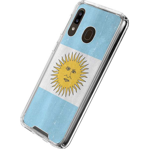 Argentina Flag Distressed Galaxy A30 Clear Case
