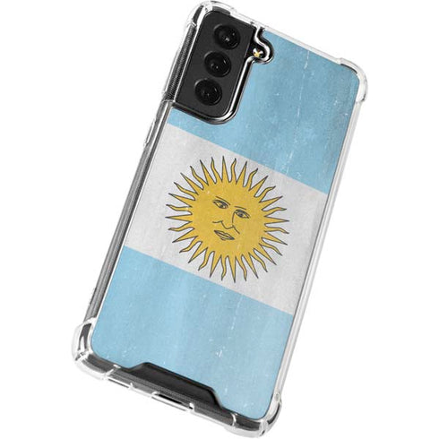 Argentina Flag Distressed Galaxy S21 FE Clear Case