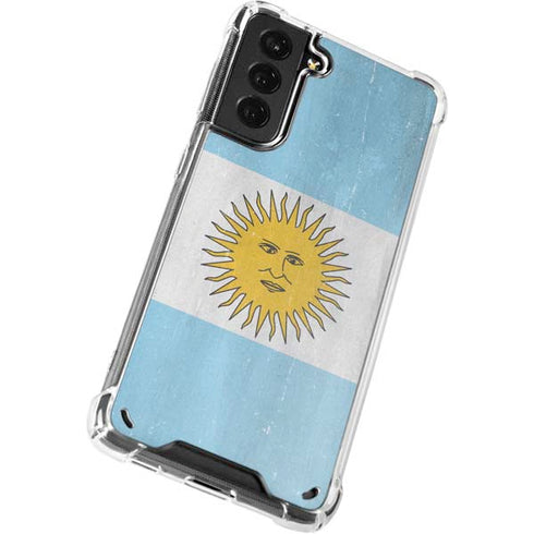 Argentina Flag Distressed Galaxy S21 Plus 5G Clear Case