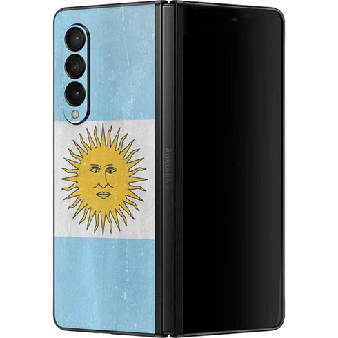 Argentina Flag Distressed Galaxy Z Fold3 5G Skin
