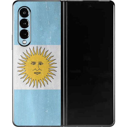 Argentina Flag Distressed Galaxy Z Fold3 5G Skin