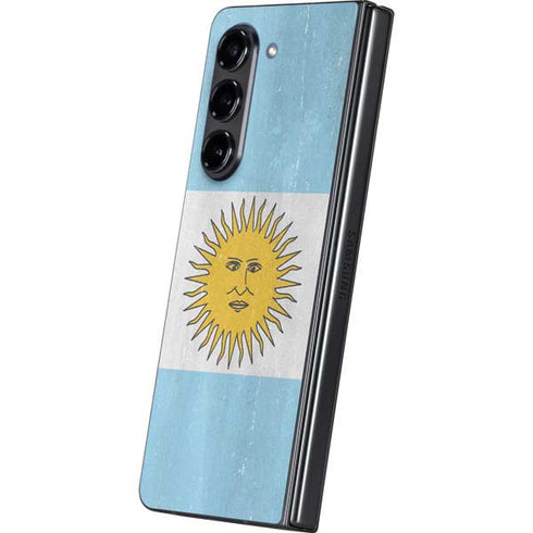 Argentina Flag Distressed Galaxy Z Fold5 5G Skin