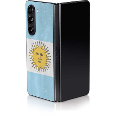 Argentina Flag Distressed Galaxy Z Fold5 5G Skin