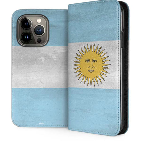 Argentina Flag Distressed iPhone 13 Pro Folio Case