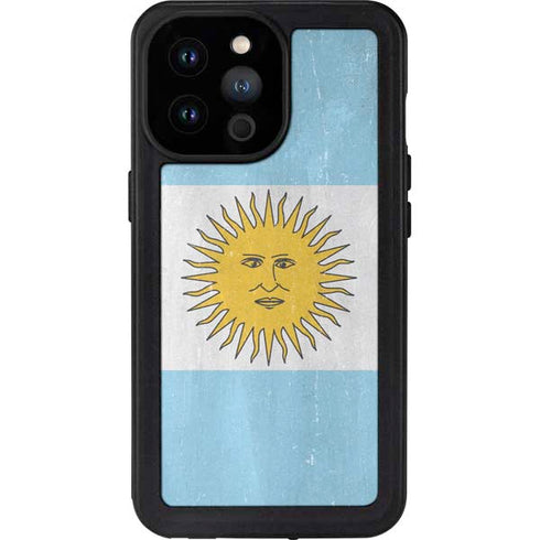 Argentina Flag Distressed iPhone 14 Pro Max Waterproof Case