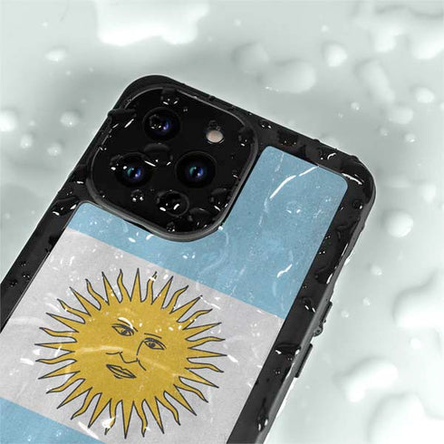 Argentina Flag Distressed iPhone 14 Pro Max Waterproof Case