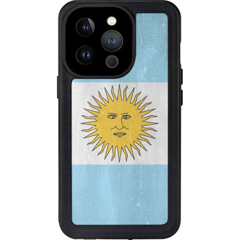 Argentina Flag Distressed iPhone 14 Pro Waterproof Case