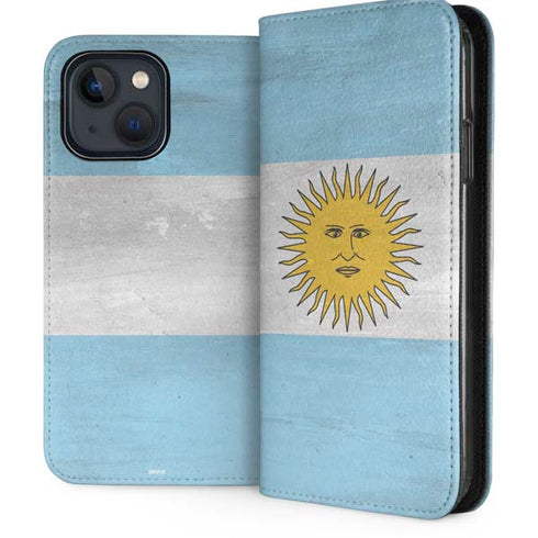 Argentina Flag Distressed iPhone 15 Plus Folio Case