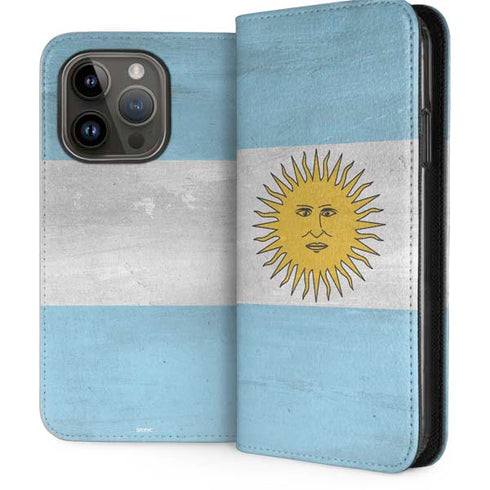 Argentina Flag Distressed iPhone 15 Pro Folio Case