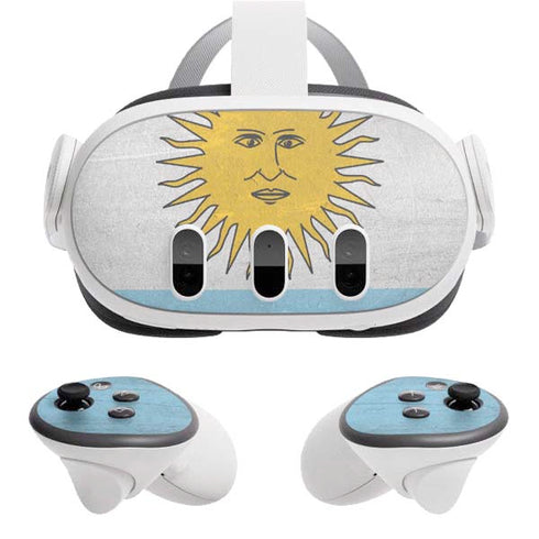 Argentina Flag Distressed Meta Quest 3 Skin