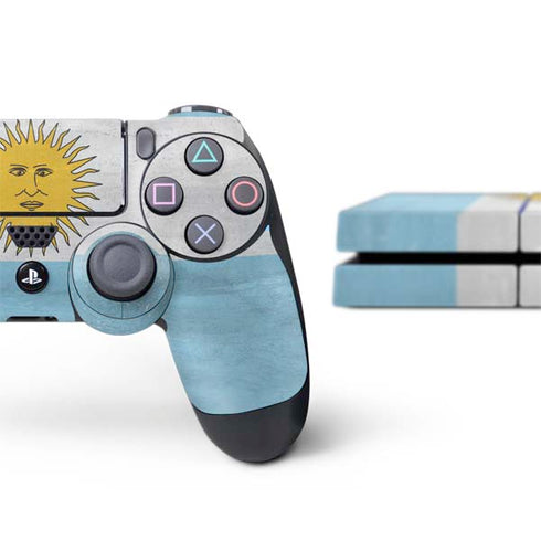 Argentina Flag Distressed PS4 Console and Controller Bundle Skin