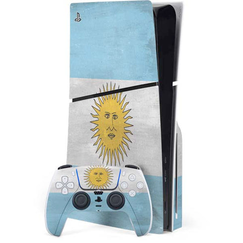 Argentina Flag Distressed PS5 Slim Disk Bundle Skin