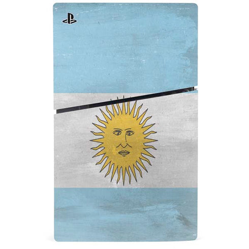 Argentina Flag Distressed PS5 Slim Digital Edition Bundle Skin