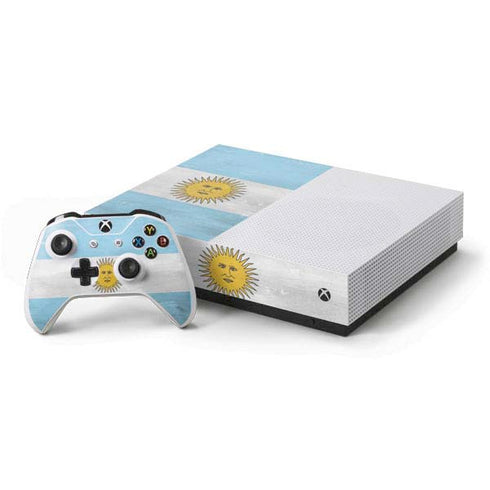 Argentina Flag Distressed Xbox One S All-Digital Edition Bundle Skin