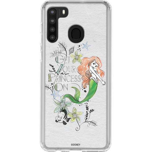 Disney The Little Mermaid Ariel and Flounder Art Galaxy A21 Clear Case