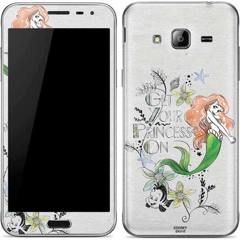 Disney The Little Mermaid Ariel and Flounder Art Galaxy J3 Skin