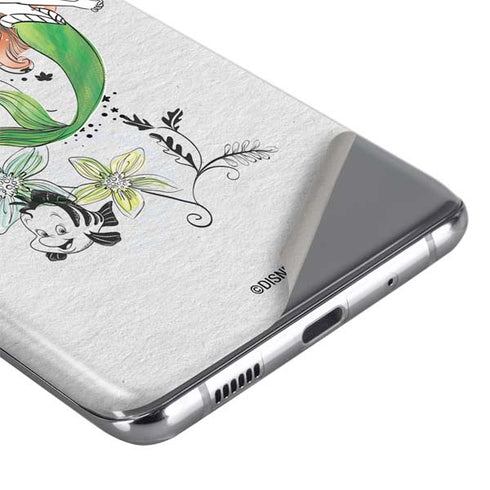 Disney The Little Mermaid Ariel and Flounder Art Galaxy S20 Skin