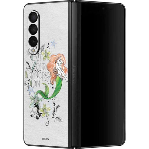 Disney The Little Mermaid Ariel and Flounder Art Galaxy Z Fold3 5G Skin