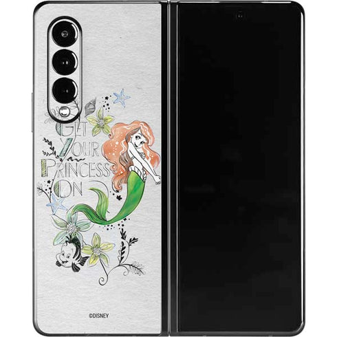 Disney The Little Mermaid Ariel and Flounder Art Galaxy Z Fold3 5G Skin