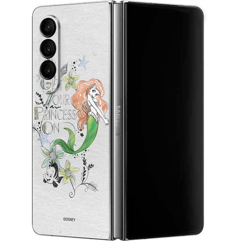 Disney The Little Mermaid Ariel and Flounder Art Galaxy Z Fold4 5G Skin