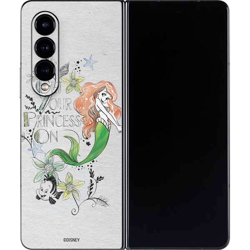 Disney The Little Mermaid Ariel and Flounder Art Galaxy Z Fold4 5G Skin