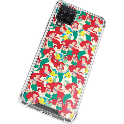 Disney The Little Mermaid Ariel and Flounder Pattern Galaxy A12 Clear Case