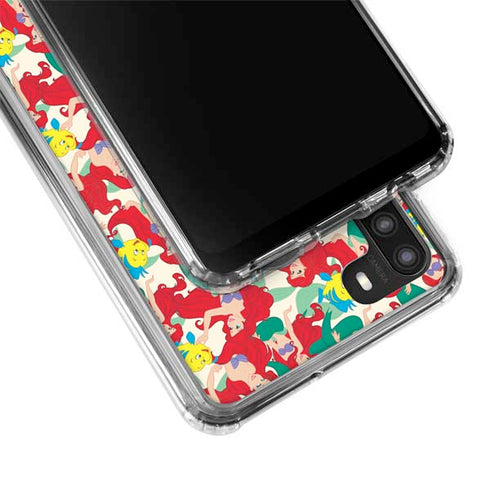 Disney The Little Mermaid Ariel and Flounder Pattern Galaxy A21 Clear Case