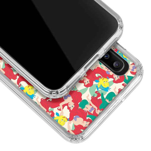 Disney The Little Mermaid Ariel and Flounder Pattern Galaxy A30 Clear Case