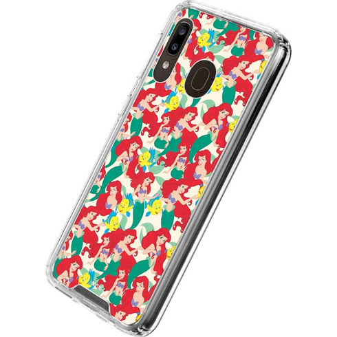 Disney The Little Mermaid Ariel and Flounder Pattern Galaxy A30 Clear Case