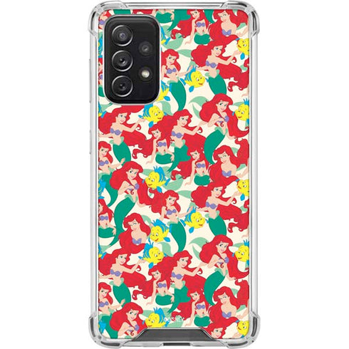 Disney The Little Mermaid Ariel and Flounder Pattern Galaxy A72 5G Clear Case