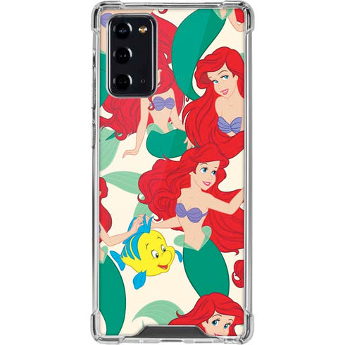 Disney The Little Mermaid Ariel and Flounder Pattern Galaxy Note20 5G Clear Case