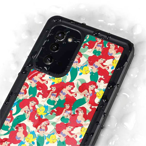 Disney The Little Mermaid Ariel and Flounder Pattern Galaxy Note20 5G Waterproof Case