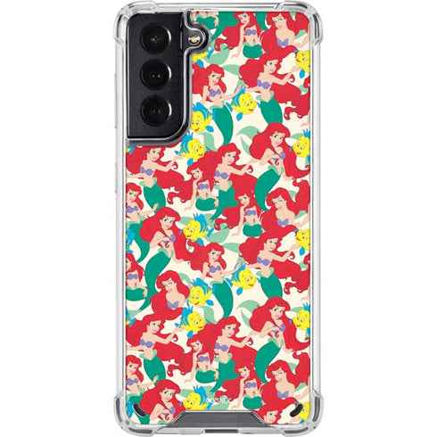 Disney The Little Mermaid Ariel and Flounder Pattern Galaxy S21 5G Clear Case