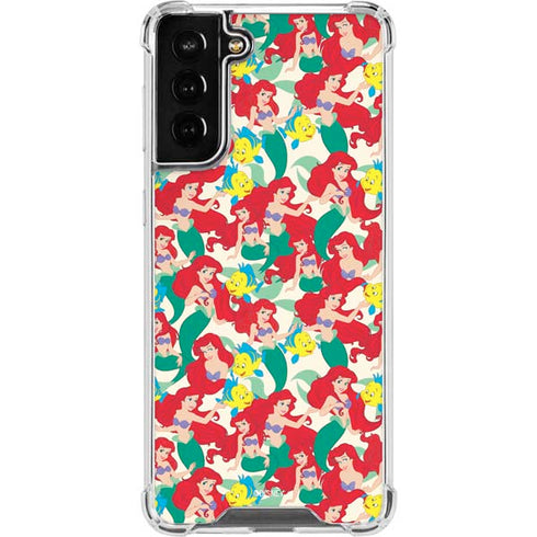 Disney The Little Mermaid Ariel and Flounder Pattern Galaxy S21 FE Clear Case