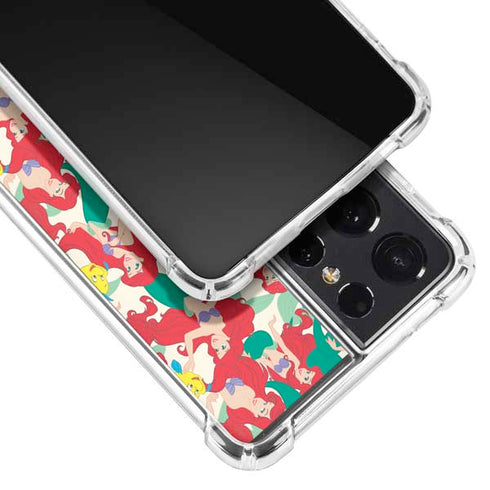 Disney The Little Mermaid Ariel and Flounder Pattern Galaxy S21 Ultra 5G Clear Case