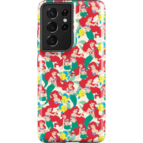 Disney The Little Mermaid Ariel and Flounder Pattern Galaxy S21 Ultra 5G Pro Case