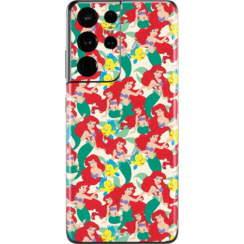 Disney The Little Mermaid Ariel and Flounder Pattern Galaxy S21 Ultra 5G Skin