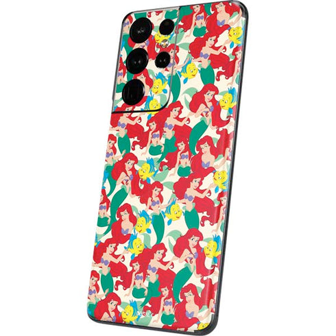 Disney The Little Mermaid Ariel and Flounder Pattern Galaxy S21 Ultra 5G Skin