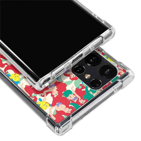 Disney The Little Mermaid Ariel and Flounder Pattern Galaxy S22 Ultra Clear Case