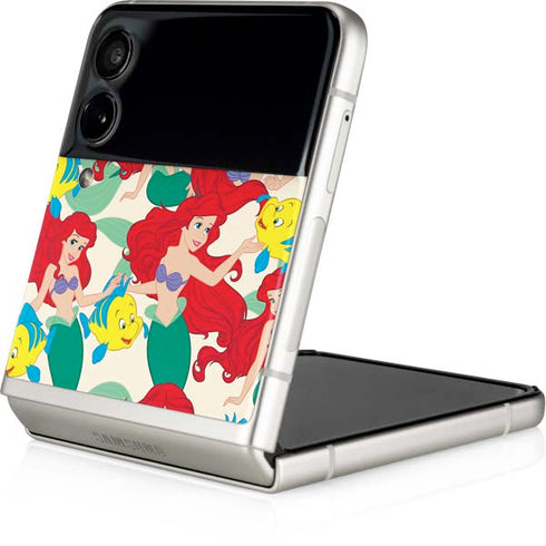 Disney The Little Mermaid Ariel and Flounder Pattern Galaxy Z Flip4 5G Skin