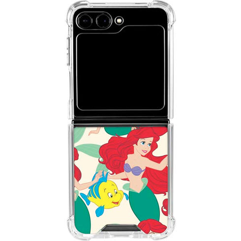 Disney The Little Mermaid Ariel and Flounder Pattern Galaxy Z Flip5 5G Clear Case