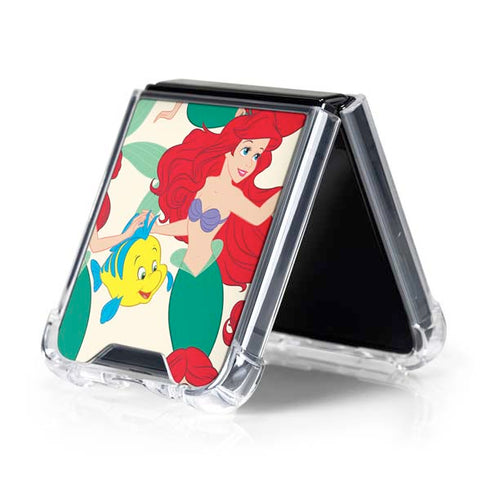 Disney The Little Mermaid Ariel and Flounder Pattern Galaxy Z Flip5 5G Clear Case