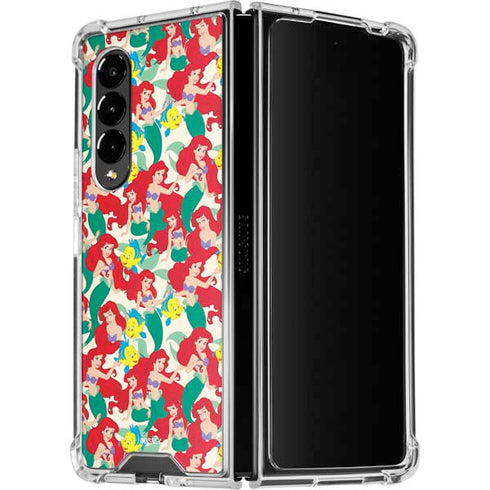 Disney The Little Mermaid Ariel and Flounder Pattern Galaxy Z Fold4 5G Clear Case